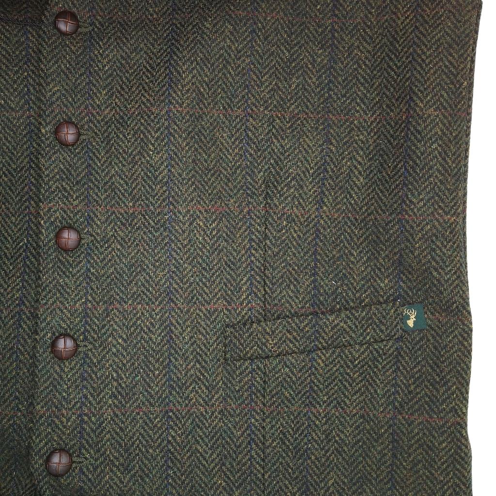 Mucros Weavers Tweed Waistcoat - Dark Green Herringbone by Mucros Weavers - Waistcoat