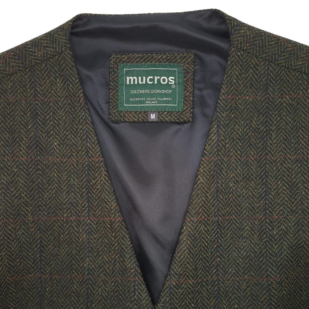 Mucros Weavers Tweed Waistcoat - Dark Green Herringbone by Mucros Weavers - Waistcoat