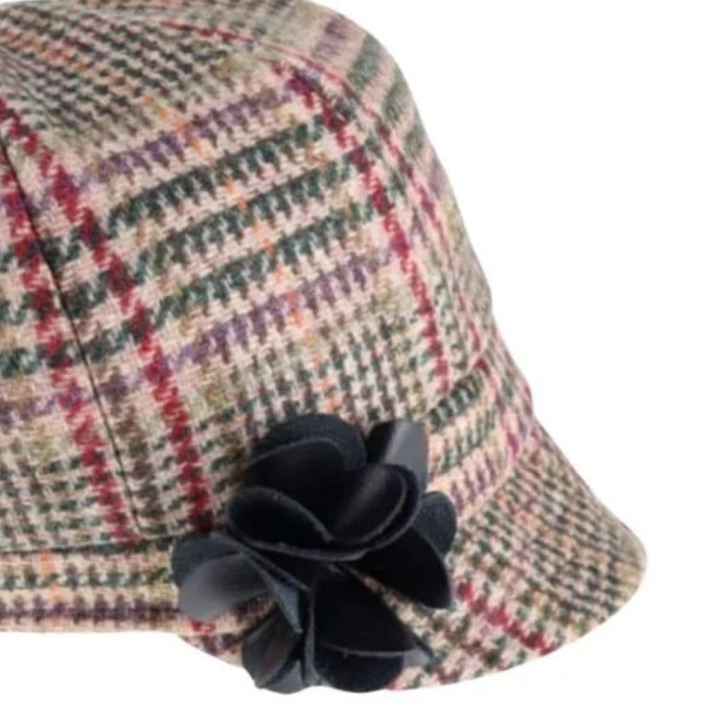 Mucros Weavers Warm MultiColour Houndstooth Tweed Newsboy Cap - 391