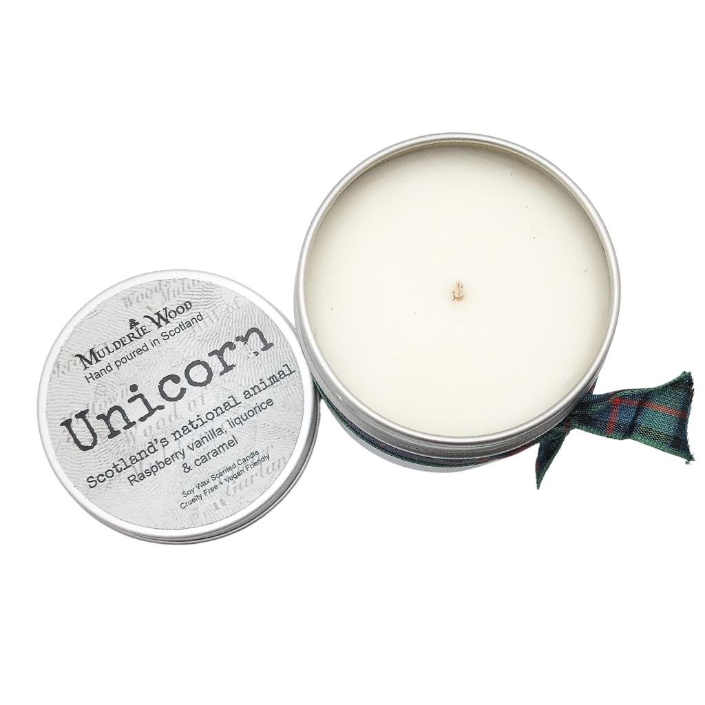 Mulderie Wood Scottish Unicorn Candle