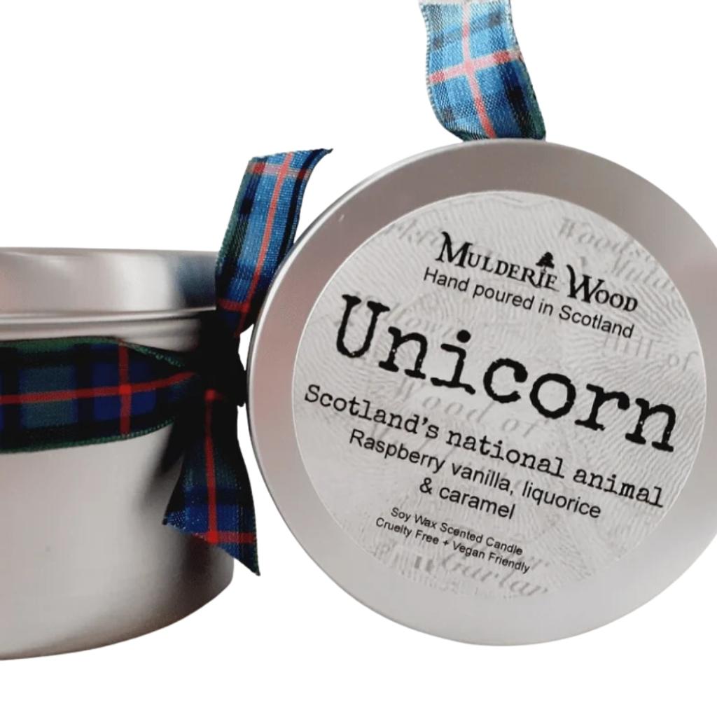 Mulderie Wood Scottish Unicorn Candle