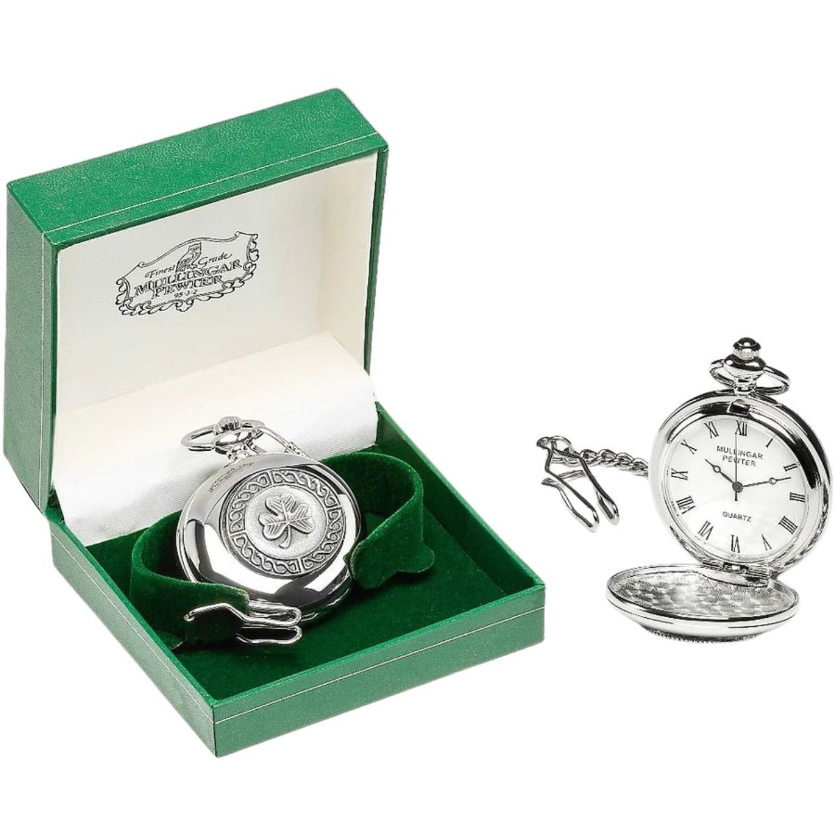 Mullingar Pewter Shamrock Pocket Watch