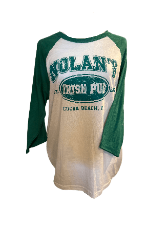 Nolan's Unisex Green/White Baseball 3/4 Sleeve - The Celtic Gift Store - Clothing