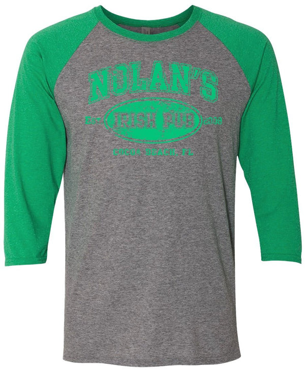 Nolan's Unisex Light Green/Grey Baseball 3/4 Sleeve