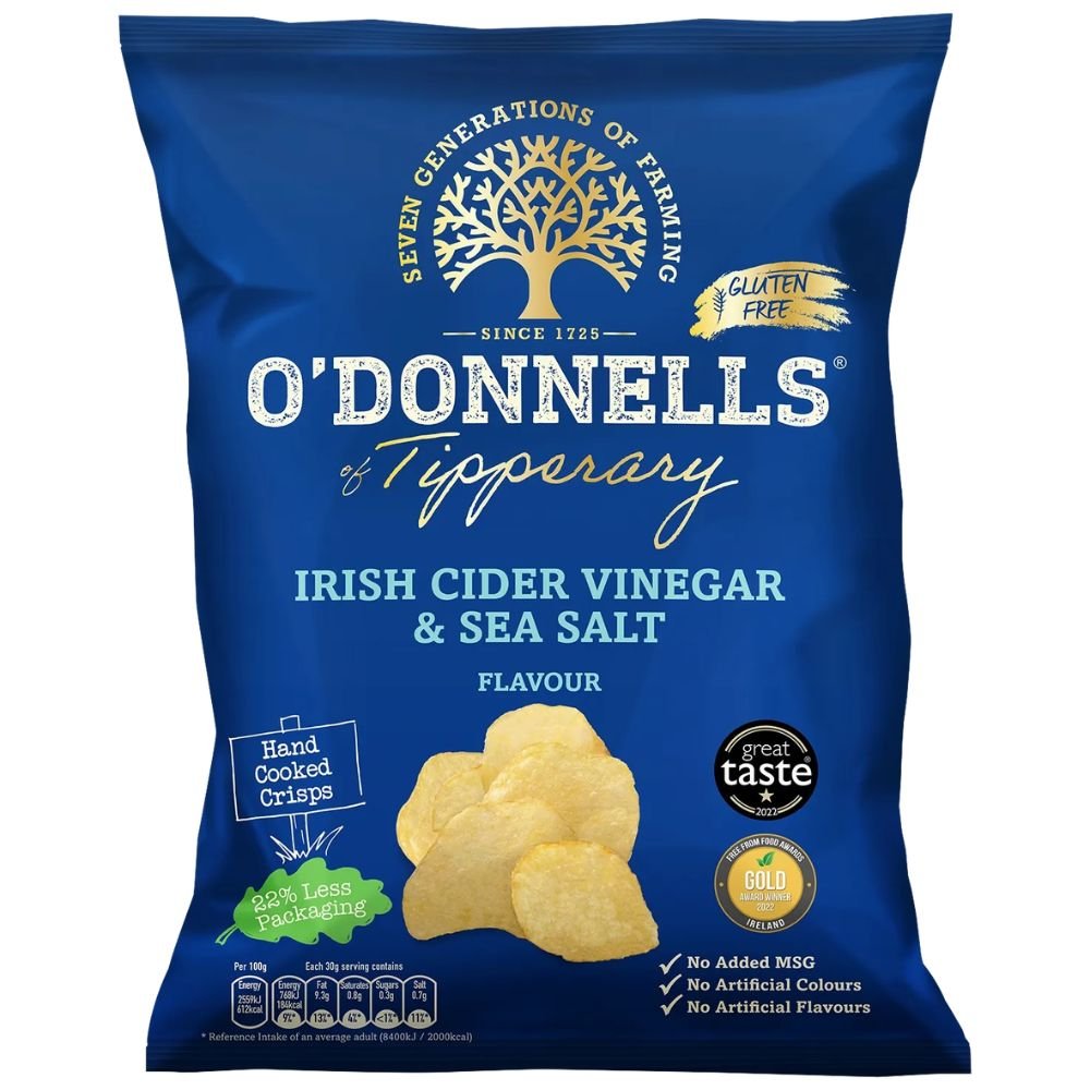O'Donnells Irish Cider Vinegar and Sea Salt Crisps - 125g