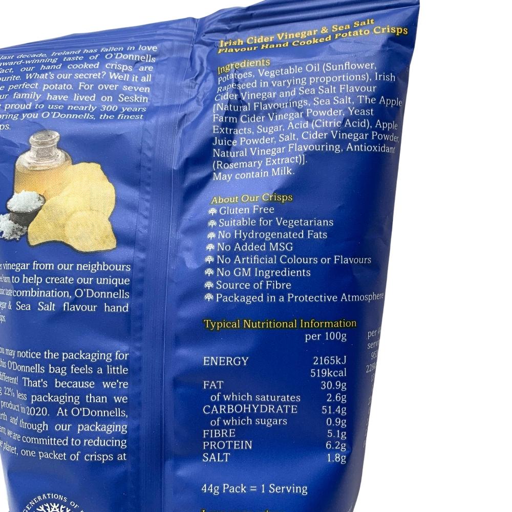 O'Donnells Irish Cider Vinegar and Sea Salt Crisps- 44g 