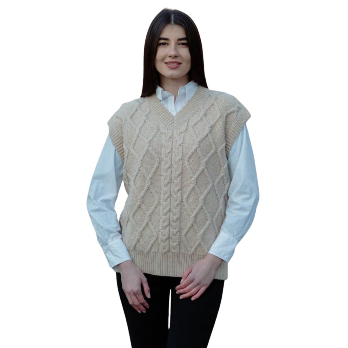 Oversized Aran Cable Vest - The Celtic Gift Store - Womens