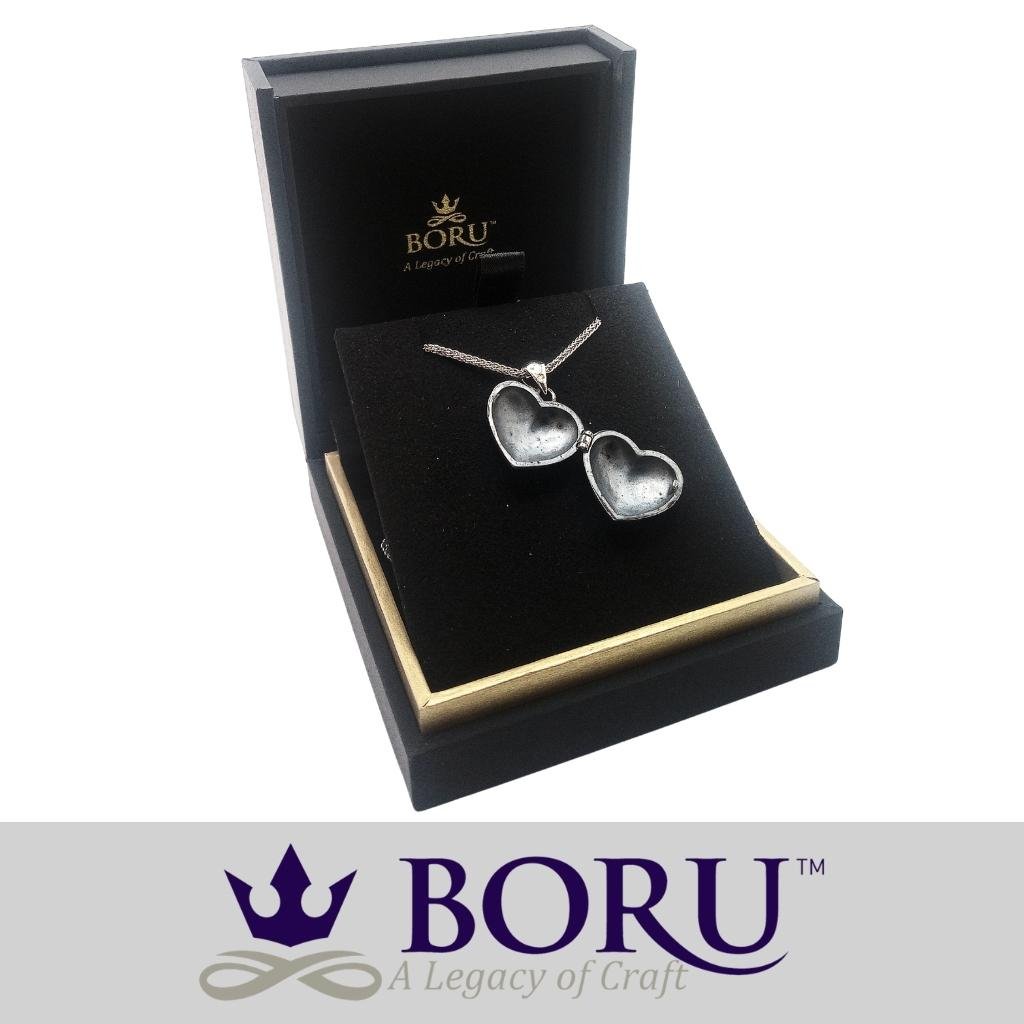 Oxidized Sterling Silver Puffed Heart Claddagh Locket