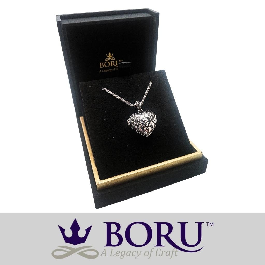 Oxidized Sterling Silver Puffed Heart Claddagh Locket