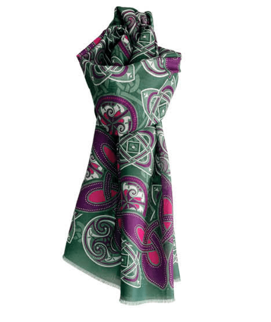 Patrick Francis Bottle Green/Purple Celtic Knot Summer Scarf - The Celtic Gift Store - Scarves & Shawls