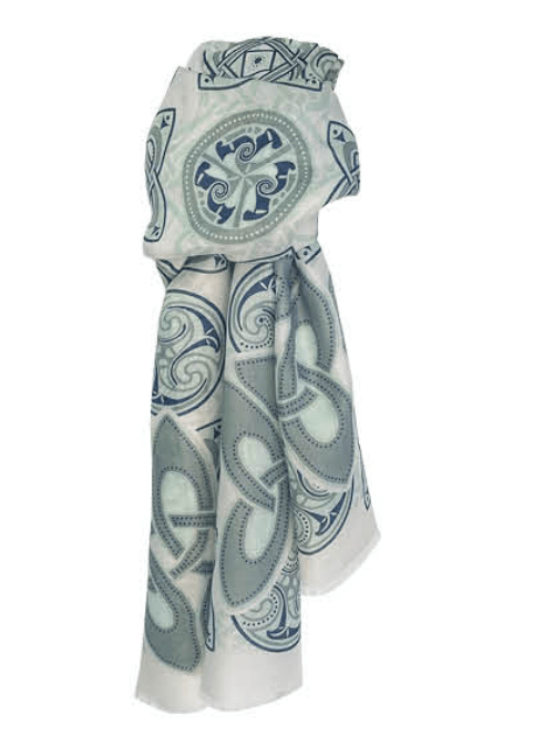 Patrick Francis Cream/Green Celtic Knot Summer Scarf - The Celtic Gift Store - Scarves & Shawls