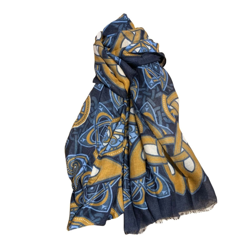 Patrick Francis Navy/Gold Celtic Knot Summer Scarf - The Celtic Gift Store - Clothing and Accessories