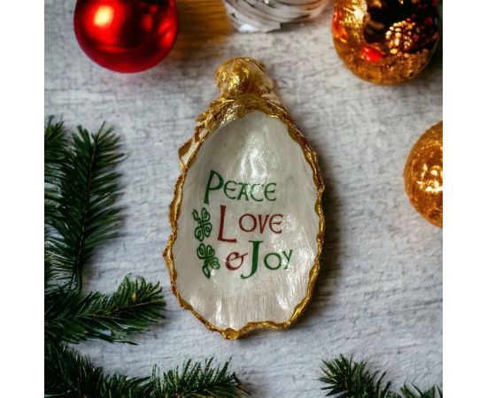 Peace, Love, and Joy Oyster Ornament - The Celtic Gift Store - 