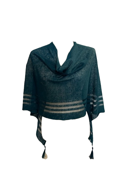 Irish Linen Poncho - Petrol