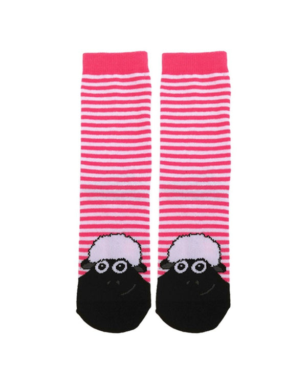 Pink and White Striped Kids Sheep Socks - The Celtic Gift Store - Socks