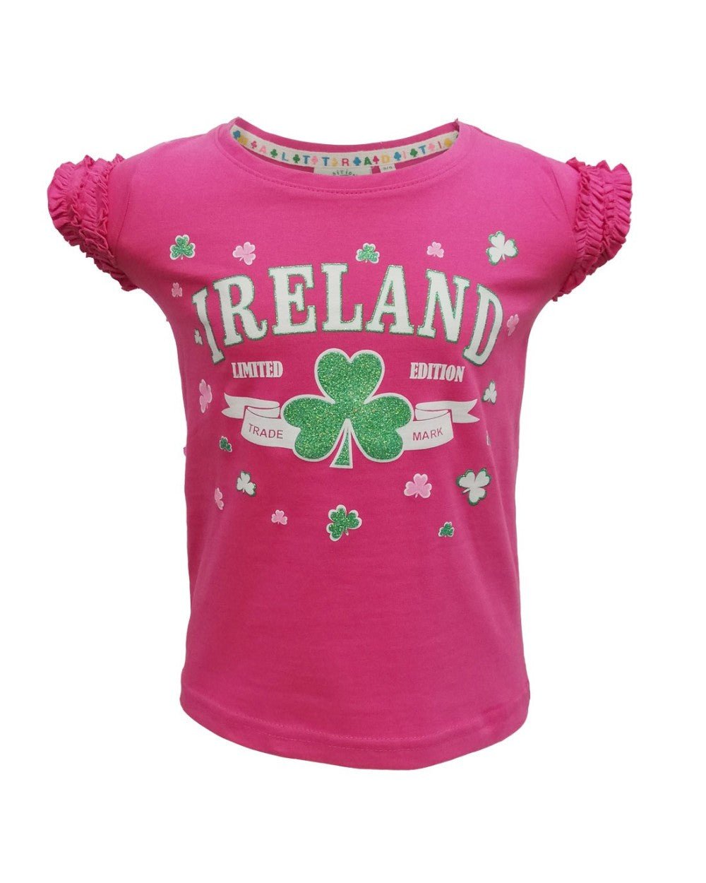 Pink Ireland Shamrock Frill Kids T-Shirt - The Celtic Gift Store - Shirts & Tops