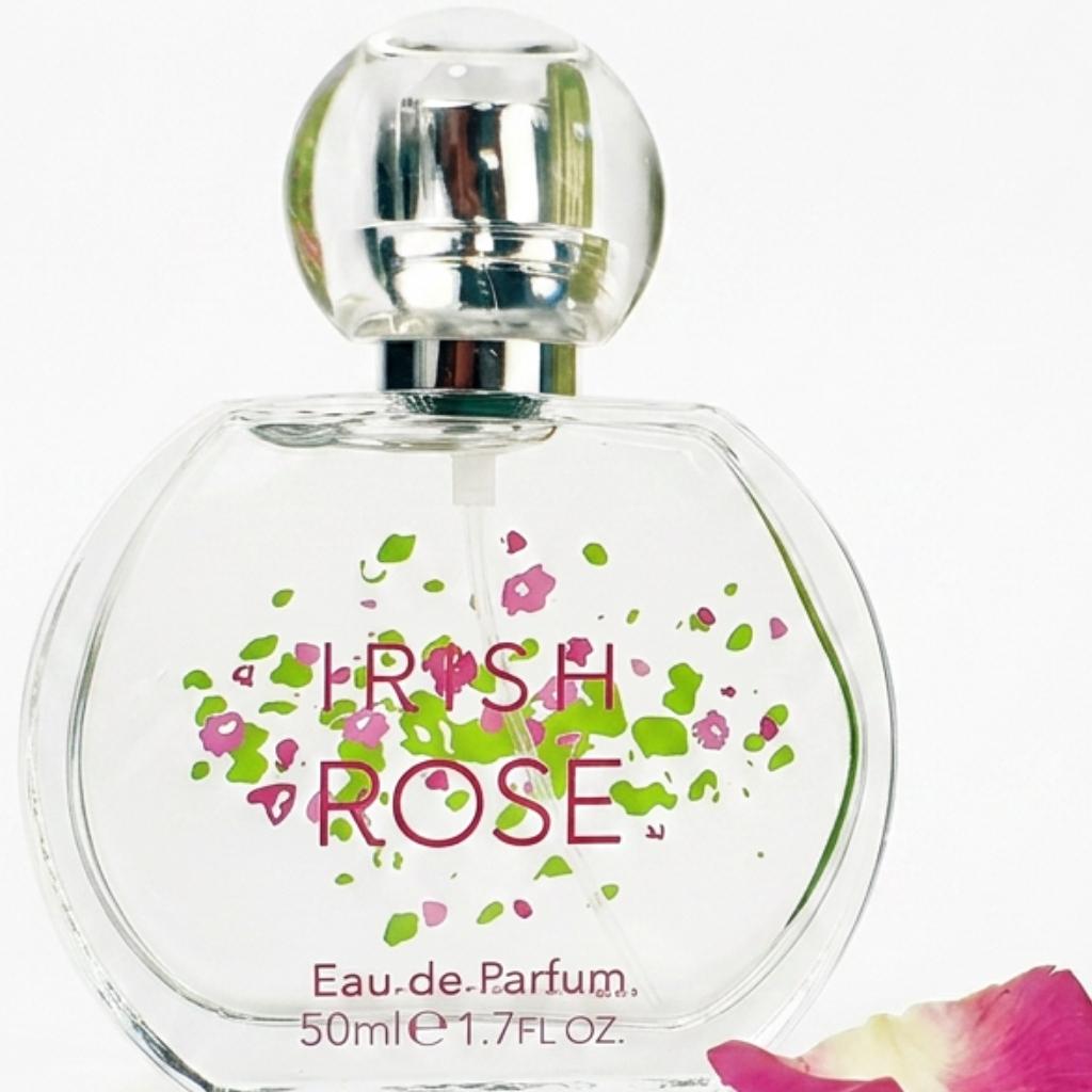Powerscourt Garden Irish Floral Rose perfume bottle, 1.7 oz, five-rose blend with lily of the valley, patchouli, apple blossom.