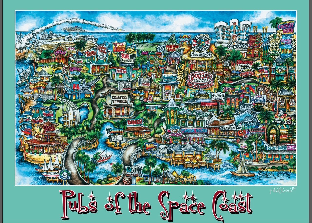 Pubs of the Space Coast Print 24x18 - The Celtic Gift Store - Decor