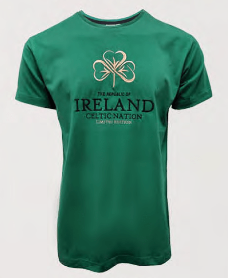 Republic of Ireland Embroidered Shamrock Green T-Shirt - The Celtic Gift Store - Clothing