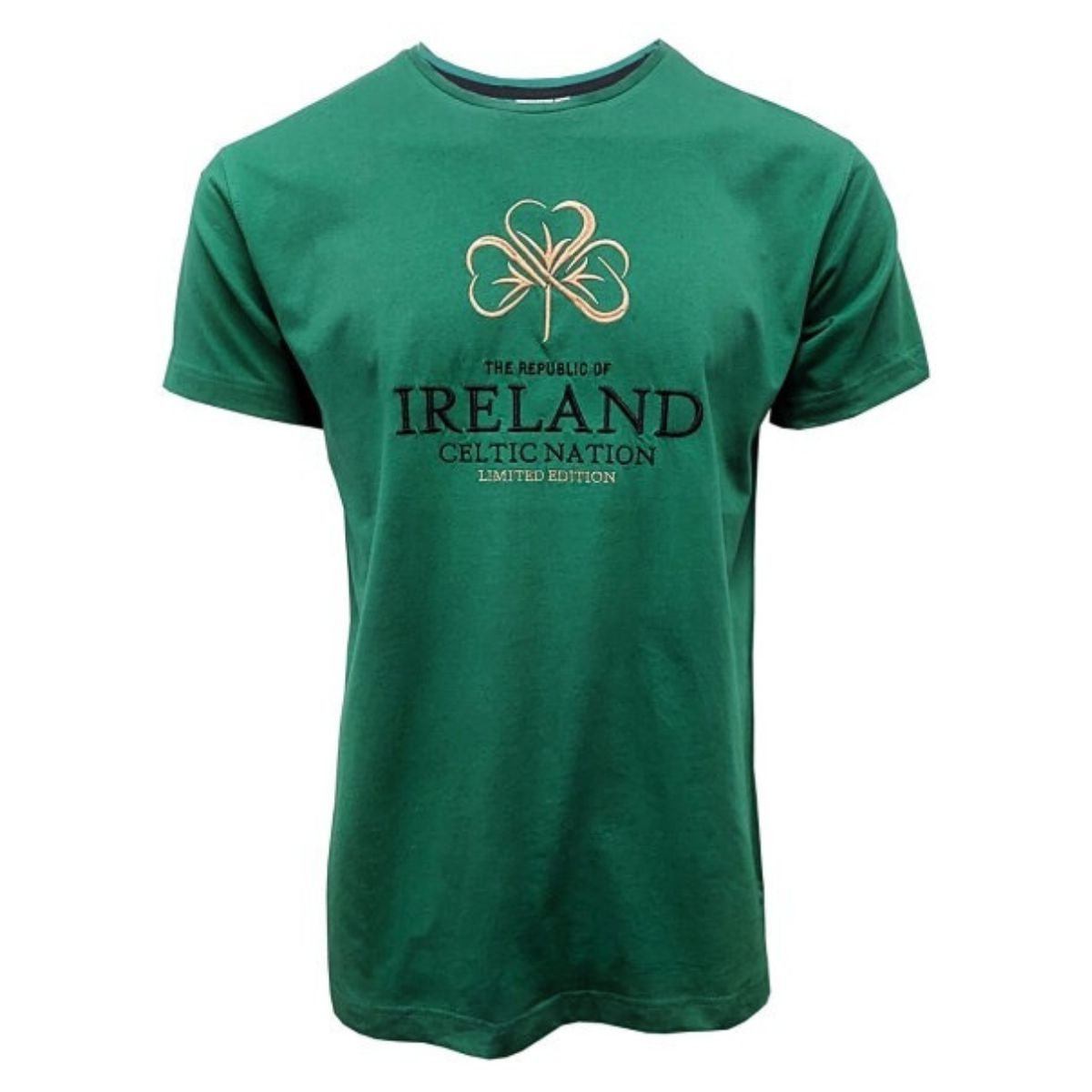 Republic of Ireland Embroidered Shamrock Green T-Shirt