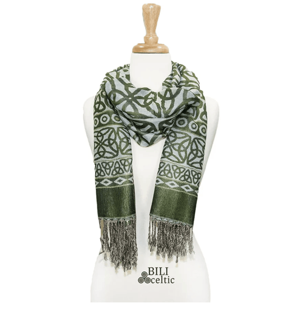Rita Trinity Knot Scarf - Dark Green/Light Blue - The Celtic Gift Store - Scarves & Shawls