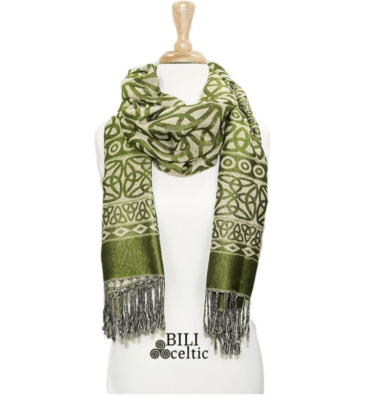Rita Trinity Knot Scarf - Light Green - The Celtic Gift Store - Scarves & Shawls