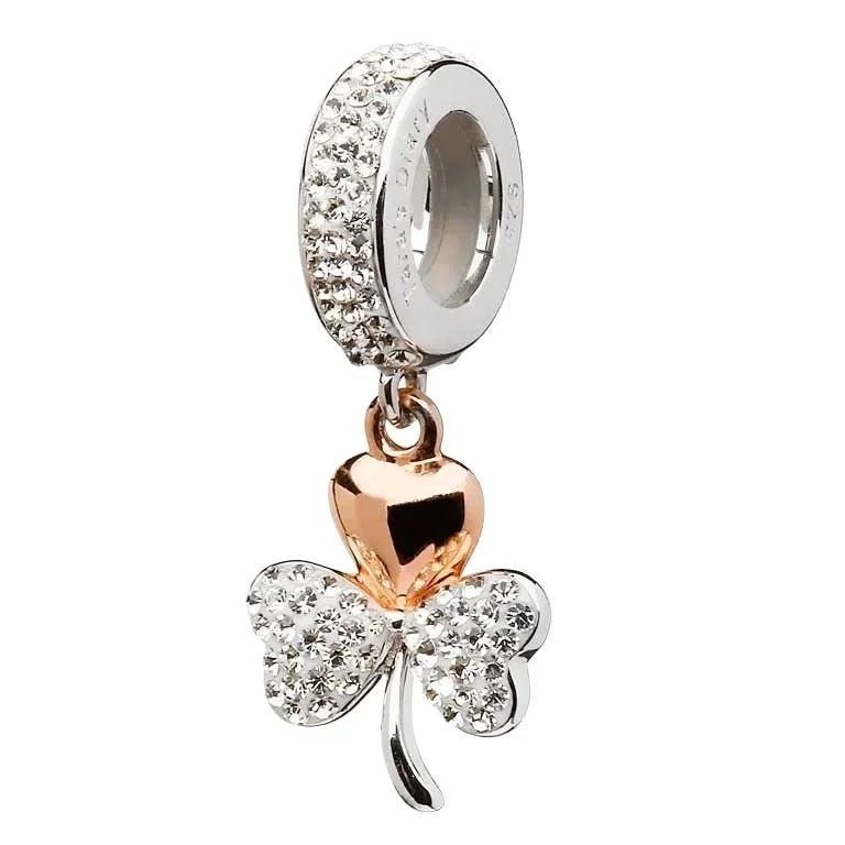 Rose Gold Plated Shamrock Bead Encrusted With Crystal - The Celtic Gift Store - 