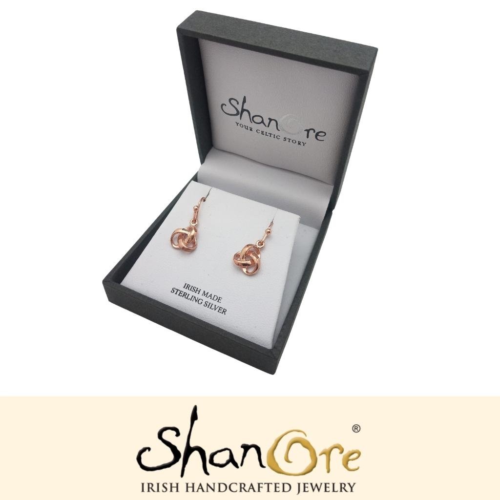 Rose Gold Plated Trinity Knot Earrings