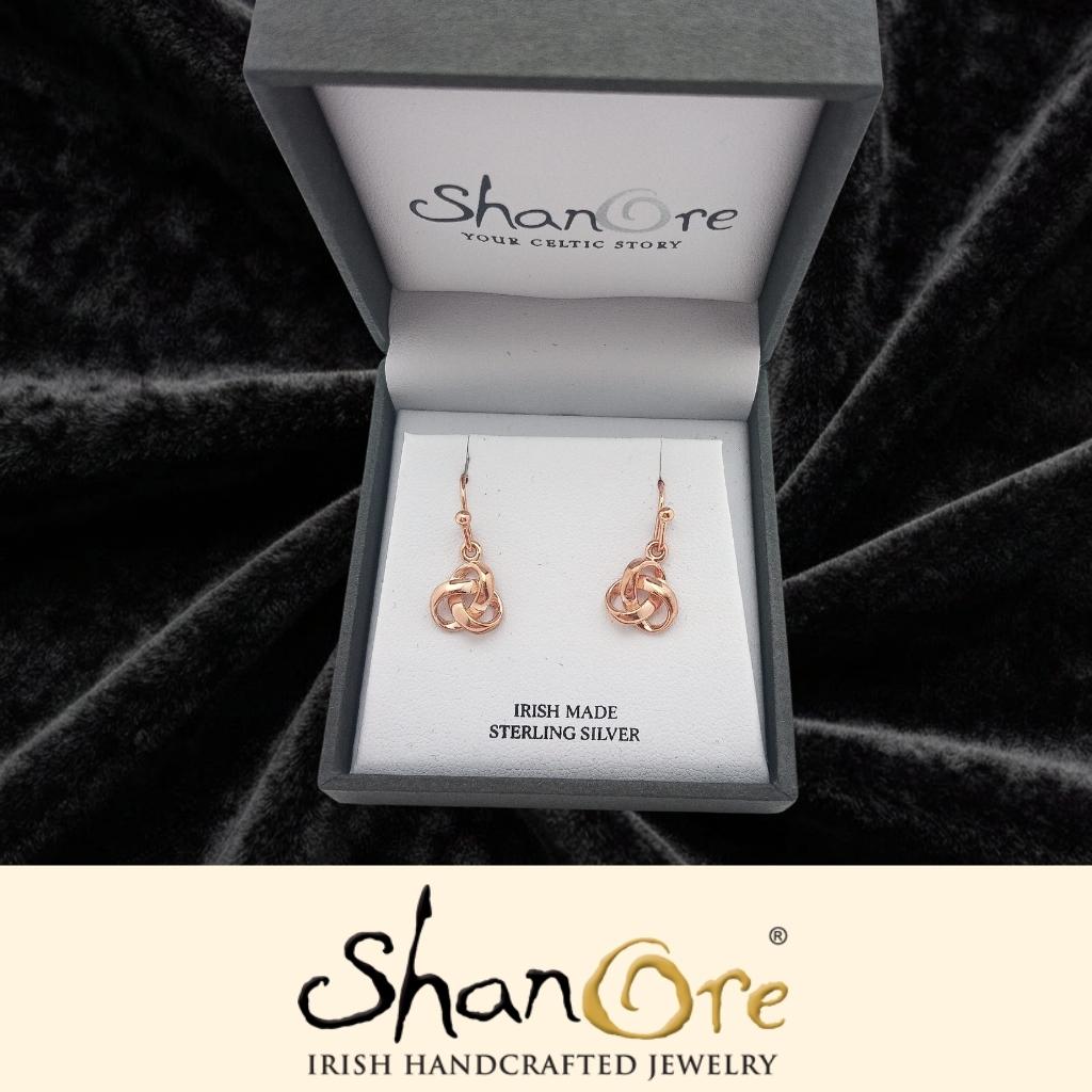 Rose Gold Plated Trinity Knot Earrings