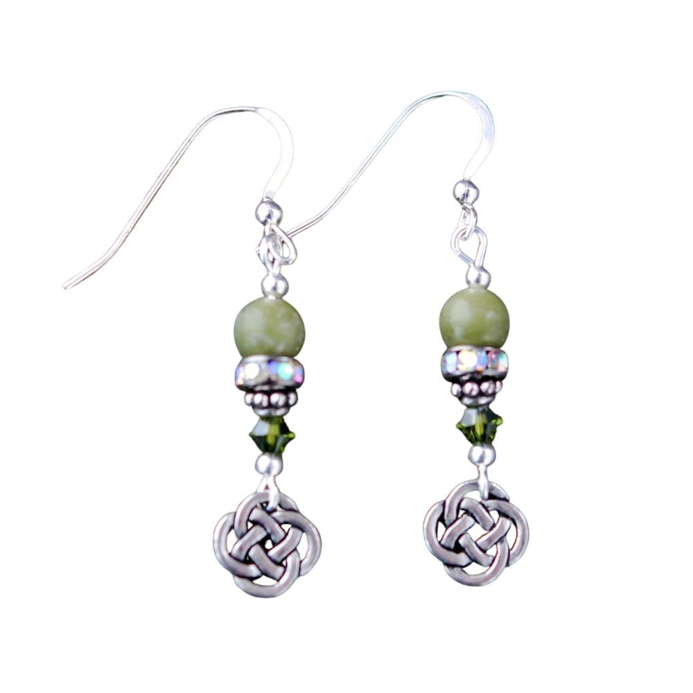Round Celtic Knot Earrings with Connemara Marble