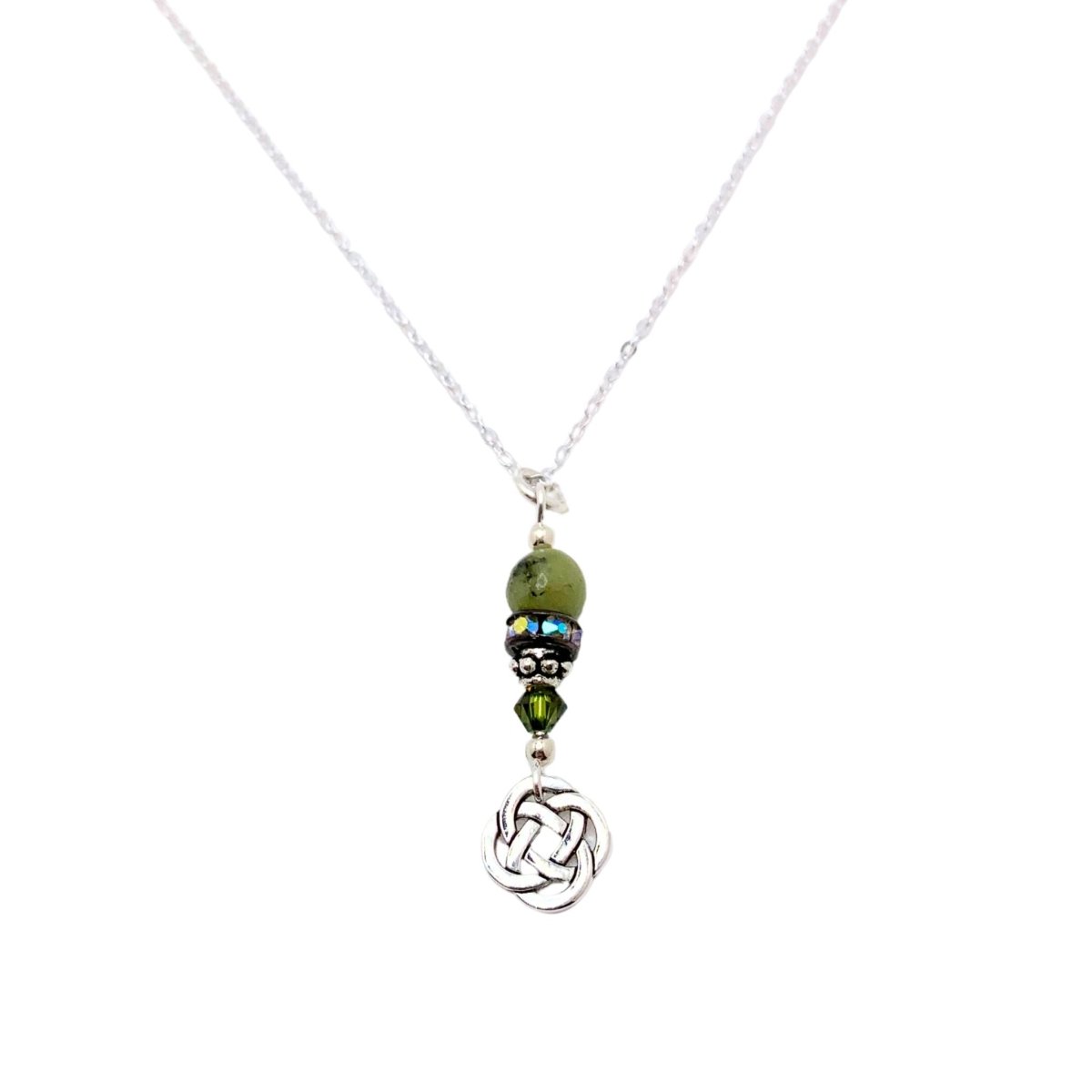 Round Celtic Knot Necklace with Connemara - The Celtic Gift Store - Jewelry