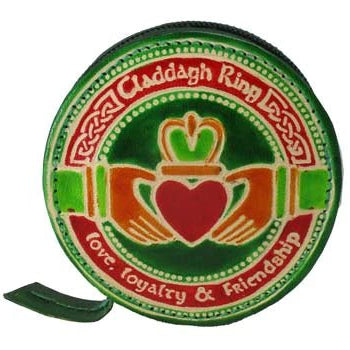 Round Hand Painted Leather Claddagh Coin Purse - The Celtic Gift Store - Apparel & Accessories