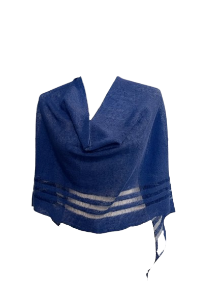 Irish Linen Poncho - Royal Blue