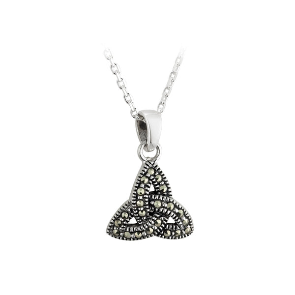 Sterling Silver Marcasite Trinity Knot Necklace