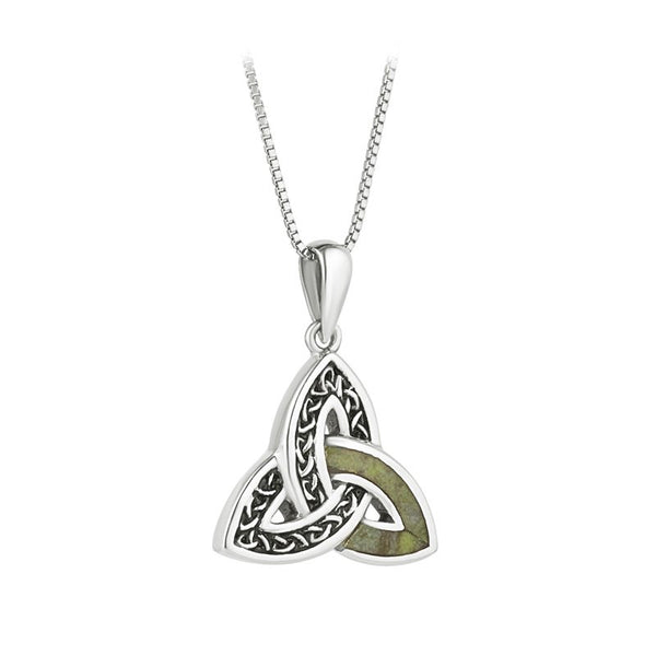 Sterling Silver and Connemara Marble Trinity Knot Necklace