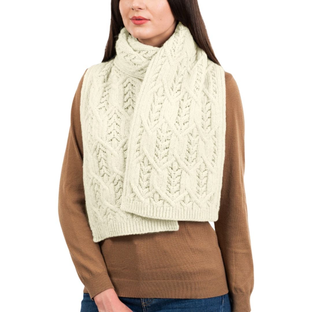 Saol Aran Leaf Scarf - Natural