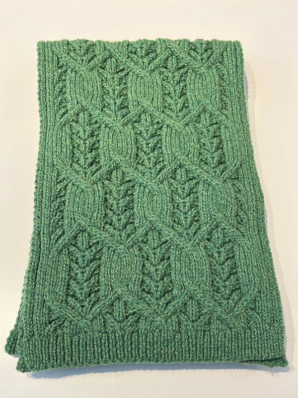 Saol Green Aran Leaf Scarf - The Celtic Gift Store - 