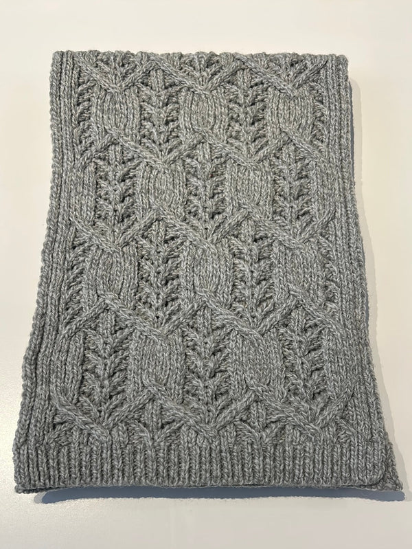 Saol Grey Aran Leaf Scarf - The Celtic Gift Store - 