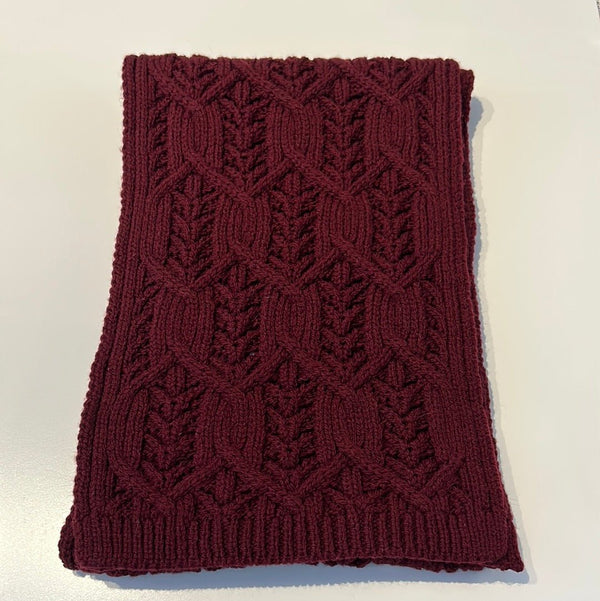 Saol Maroon Aran Leaf Scarf - The Celtic Gift Store - 