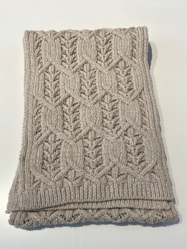 Saol Oatmeal Aran Leaf Scarf - The Celtic Gift Store - 