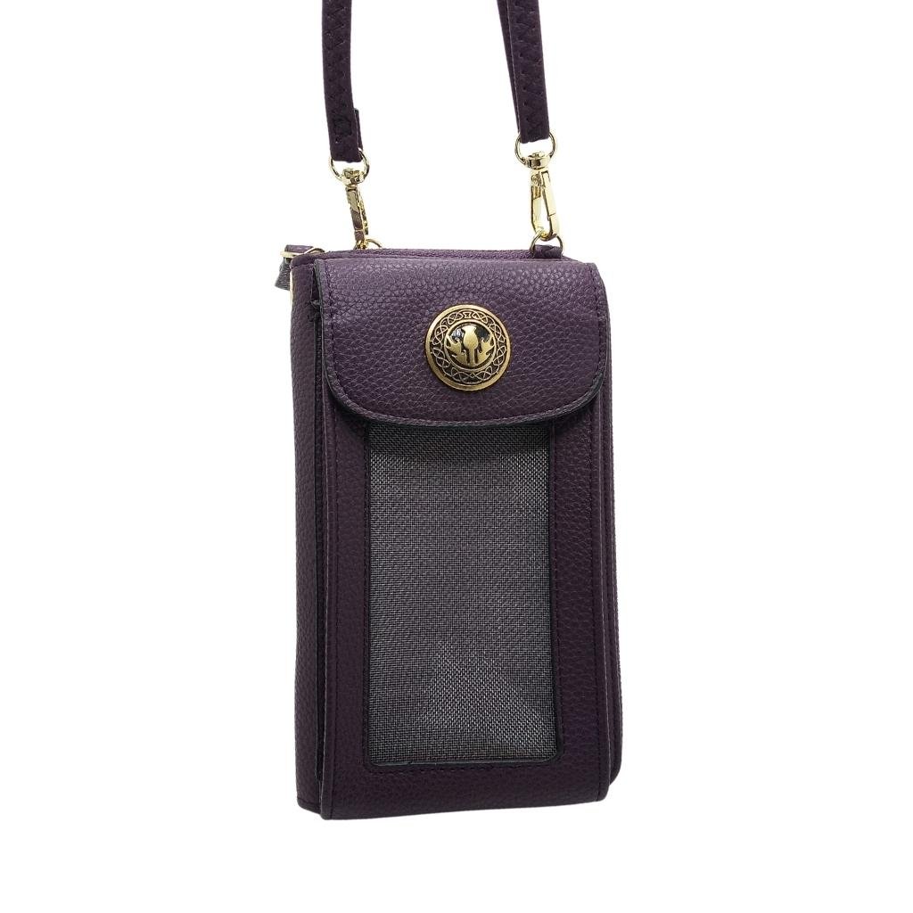 Scottish Thistle Cell Phone Wristlet/Crossbody Bag - Purple