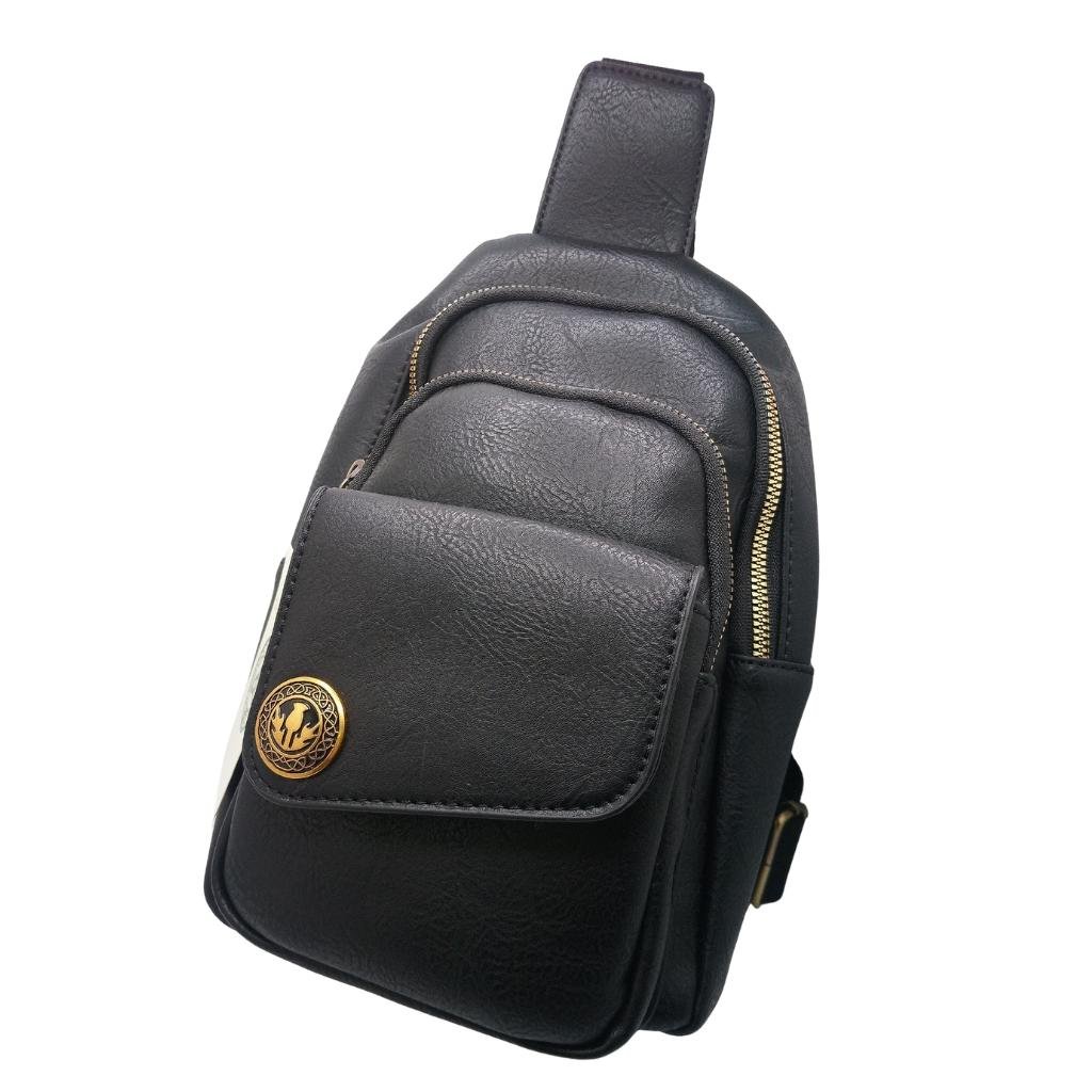 Scottish Thistle Corner Flap Sling Bag- Black