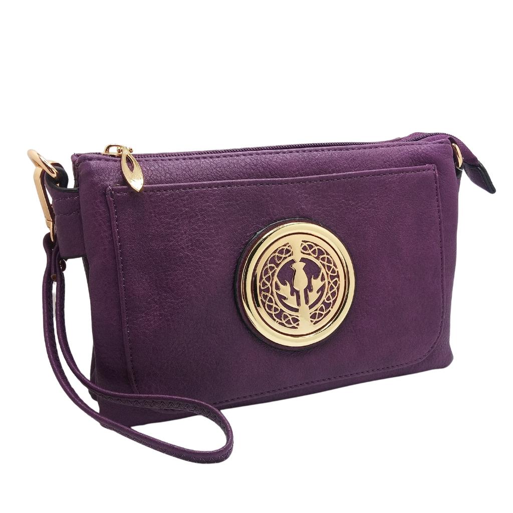 Scottish Thistle Slip Pocket Bag - Purple