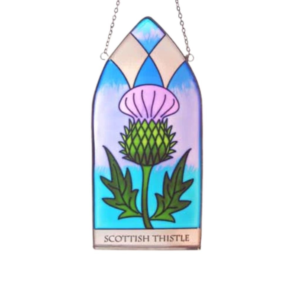 Scottish Thistle Stained Glass Panel