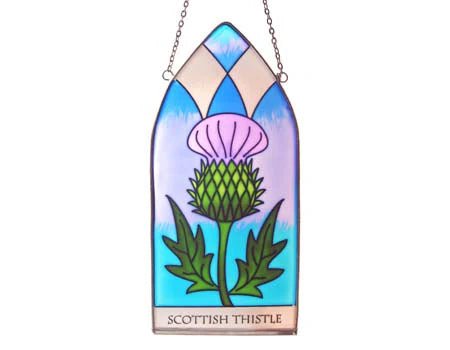 Scottish Thistle Stained Glass Panel