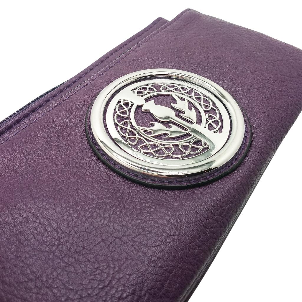 Scottish Thistle Tri Zip Pocket Bag- Purple