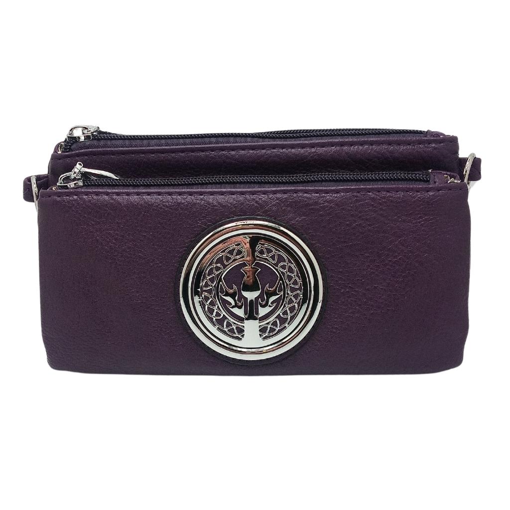 Scottish Thistle Tri Zip Pocket Bag- Purple