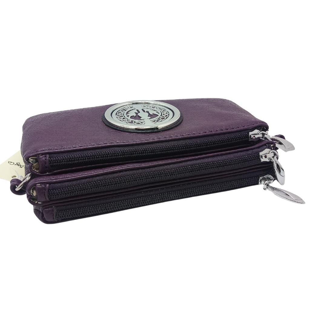 Scottish Thistle Tri Zip Pocket Bag- Purple
