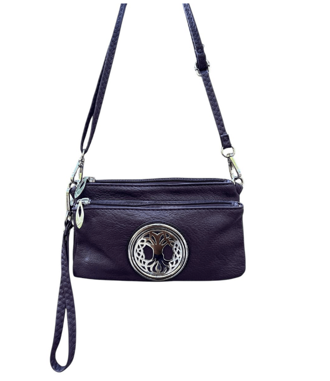 Scottish Thistle Tri Zip Pocket Bag - Purple - The Celtic Gift Store - Handbags