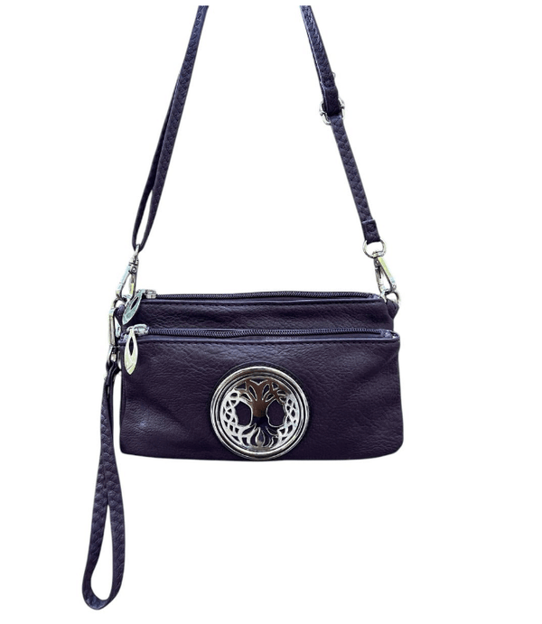 Scottish Thistle Tri Zip Pocket Bag - Purple - The Celtic Gift Store - Handbags